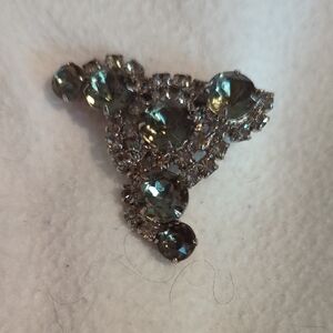 Vintage Smoky Gray Mid Century Modern Rhinestone Brooch.